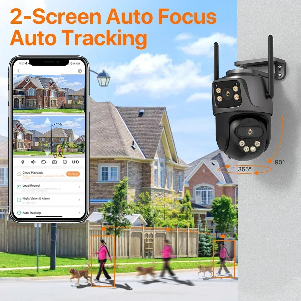 Caméra De Surveillance Double Objectif 4K Étanche Wi-Fi